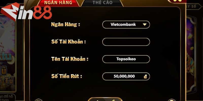 Thao tác rút tiền MIN88 đơn giản
